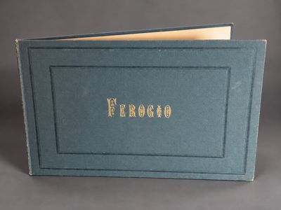 a close up of a blue book with gold lettering on it
