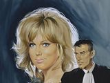painting of a woman in a black dress and a man in a black suit