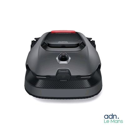 an image of a robotic lawn mower on a white background