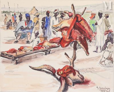 a painting of a man with a hat and a red cape
