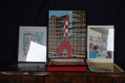 TINTIN Ensemble de cadres et affiches Tintin et une Horloge … - Photo 1