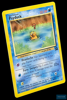 une carte Pokémon sur laquelle figure un canard dans l'eau