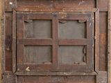 a picture of a window with a wooden frame on it
