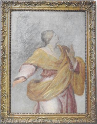 École FRANCAISE - XVIIIeme Femme de profil au drapé jaune.