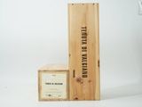 a wooden box with a label on it next to a wooden box with a label on it