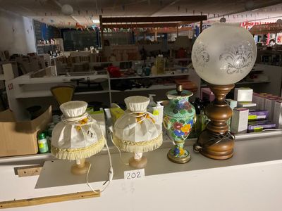 deux lampes posées sur une étagère dans un magasin