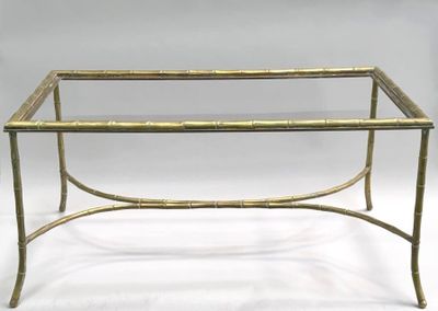 brass bamboo coffee table with glass top