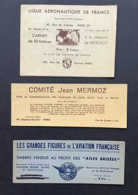 three different airmails are on display in a black frame