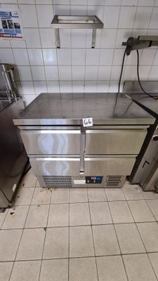 a stainless steel counter in a commercial kitchen