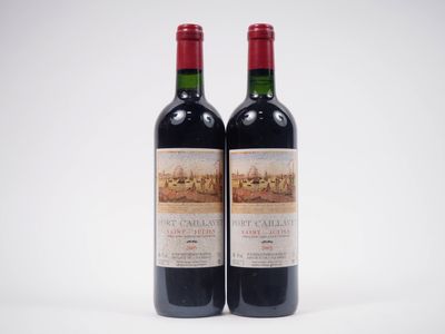 deux bouteilles de vin rouge posées l'une à côté de l'autre sur une surface blanche