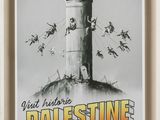 an image of a poster of a tower with people climbing on it