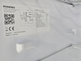 a close up of a white refrigerator with a qr code on it