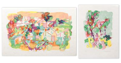 deux tableaux de couleurs et de formes différentes sur une surface blanche