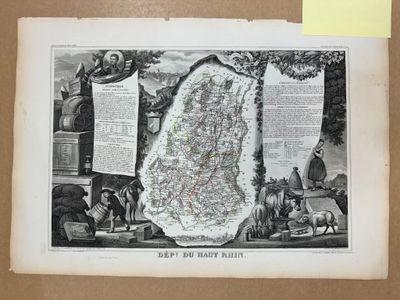 une vieille carte de l'État du New Hampshire, sur laquelle figurent un homme et un chien