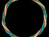 un collier composé de perles d'or et de turquoise, agrémenté de perles