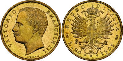a gold sovereign coin with the head of a man with a crown on it