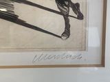 a drawing of a man riding a horse on a track