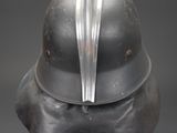 a close up of a helmet on a black background
