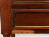 an old wooden desk with two drawers and a drawer on top of it