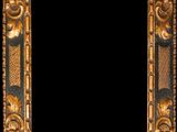 an ornate gold frame with a black background