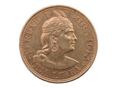 Pièce de Una libra or de 1898. Usures. - Photo 1