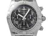 breiter chronograph men ' s watch in stainless steel with black dial and roman numerals
