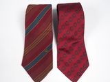 pair of men ' s neck ties on white background with red and blue stripes