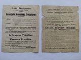 two pieces of paper with french writing on them sitting on a table