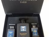 the gift set includes a bottle of cologne, a bottle of cologne, and a bottle of cologne