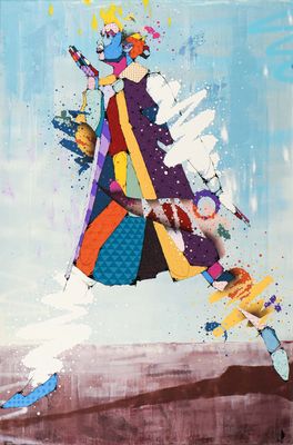 an image of a painting of a woman in a colorful dress