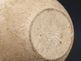 a person holding a large stone ball in their hand