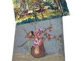 deux tableaux représentant un vase avec des fleurs à l'intérieur
