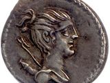 une pièce d'argent portant une tête de femme