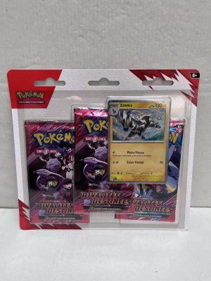 two pokemon trading cards in a plastic case on a white surface