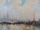 painting of a view of a city from across a body of water