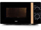 une image d'un four à micro-ondes noir sur fond blanc