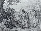 une image représentant un dessin d'un groupe de personnes rassemblées autour d'un arbre