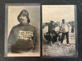 two old black and white photos of a man and a woman