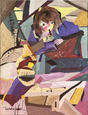 an image of a painting of a woman playing a guitar