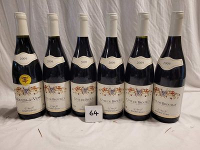 Lot de 6 bouteilles dont 5 bouteilles CÔTE DE BROUILLY 2009 …