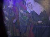 a painting on the wall of a church with a man and a woman
