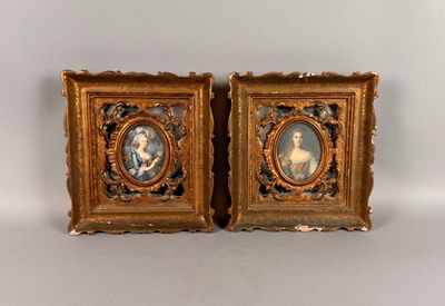 RUBY. Paire de miniatures peintes, signées. - Photo 1