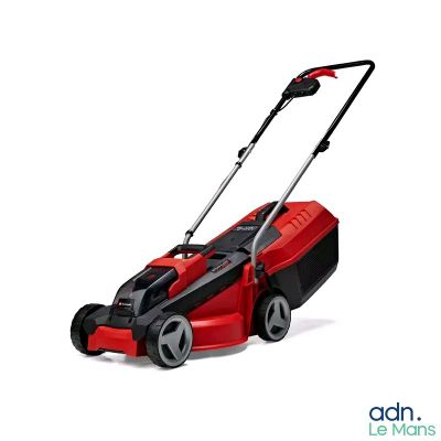 a red lawn mower on a white background with the words lawn mower