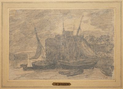 BOUDIN Eugène, 1824-1898, Barques échouées devant la tour Fr… - Photo 1