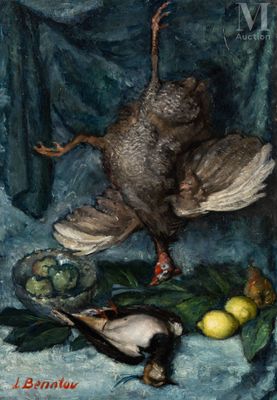 un tableau représentant un oiseau mort et un oiseau mort posé sur une table