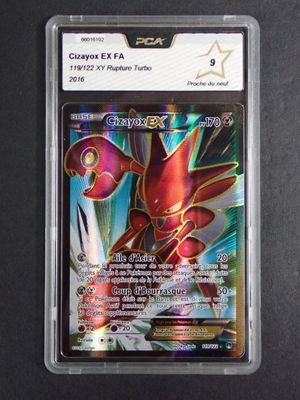 a close up of a pokemon card in a plastic case