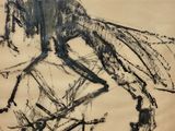 un dessin en noir et blanc représentant un cheval sur une feuille de papier