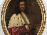 portrait d'un homme en manteau de fourrure tenant une rose