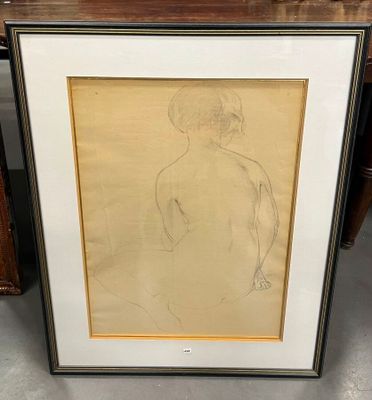un dessin représentant une femme coiffée d'un chapeau est exposé dans un cadre