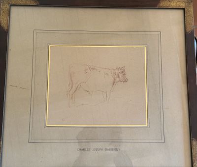 Charles-François DAUBIGNY (1817-1878) sanguine, vache, un ca…